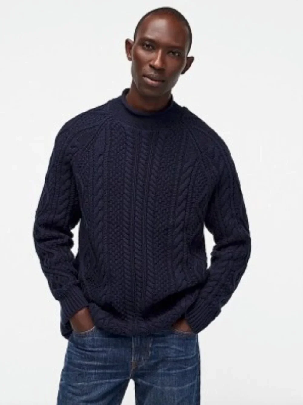 J Crew 1988 Rollneck Sweater in Cable Knit Cotton